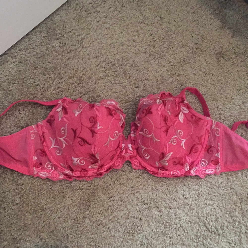 Pink lace bra